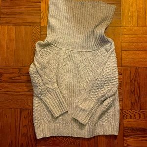 Cable knit sweater, 3/4 sleeves, cowl neck, size Medium.